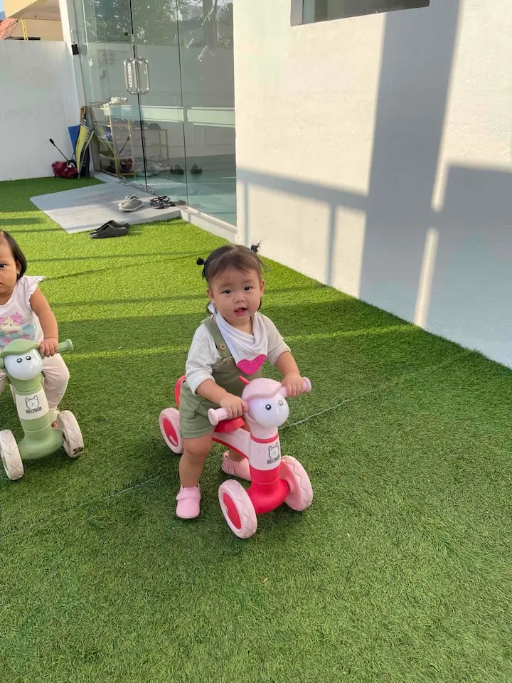 Toddler engaged in learning activities